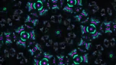 Psikedelik Kaleydoskop Patlaması simetrik kaleydoskop şekilleri patlıyor ve canlı renklerle beatendly döngülerde şekil değiştiriyor