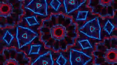 Psikedelik Kaleydoskop Patlaması simetrik kaleydoskop şekilleri patlıyor ve canlı renklerle beatendly döngülerde şekil değiştiriyor