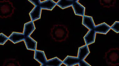 Psikedelik Kaleydoskop Patlaması simetrik kaleydoskop şekilleri patlıyor ve canlı renklerle beatendly döngülerde şekil değiştiriyor