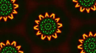 Psikedelik Kaleydoskop Patlaması simetrik kaleydoskop şekilleri patlıyor ve canlı renklerle beatendly döngülerde şekil değiştiriyor