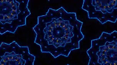 Psikedelik Kaleydoskop Patlaması simetrik kaleydoskop şekilleri patlıyor ve canlı renklerle beatendly döngülerde şekil değiştiriyor