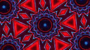 Psikedelik Kaleydoskop Patlaması simetrik kaleydoskop şekilleri patlıyor ve canlı renklerle beatendly döngülerde şekil değiştiriyor