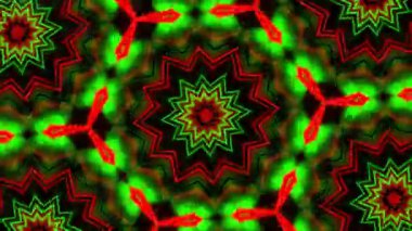 Psikedelik Kaleydoskop Patlaması simetrik kaleydoskop şekilleri patlıyor ve canlı renklerle beatendly döngülerde şekil değiştiriyor