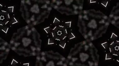 Psikedelik Kaleydoskop Patlaması simetrik kaleydoskop şekilleri patlıyor ve canlı renklerle beatendly döngülerde şekil değiştiriyor