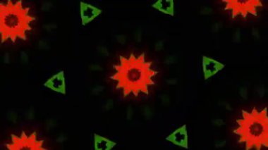 Psikedelik Kaleydoskop Patlaması simetrik kaleydoskop şekilleri patlıyor ve canlı renklerle beatendly döngülerde şekil değiştiriyor