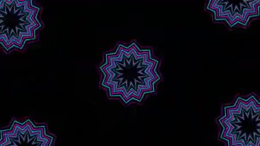 Psikedelik Kaleydoskop Patlaması simetrik kaleydoskop şekilleri patlıyor ve canlı renklerle beatendly döngülerde şekil değiştiriyor
