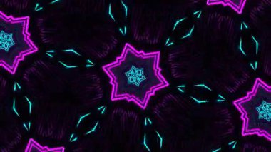 Psikedelik Kaleydoskop Patlaması simetrik kaleydoskop şekilleri patlıyor ve canlı renklerle beatendly döngülerde şekil değiştiriyor