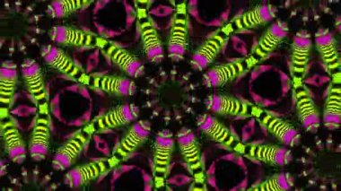 Psychedelic Kaleidoscope Burst Symmetric kaleidoscope shapes bursting and morphing with vibrant colors on beatfriendly loops