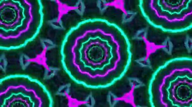 Psikedelik Kaleydoskop Patlaması simetrik kaleydoskop şekilleri patlıyor ve canlı renklerle beatendly döngülerde şekil değiştiriyor