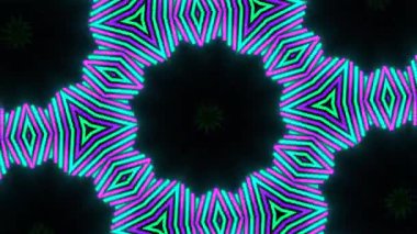 Psikedelik Kaleydoskop Patlaması simetrik kaleydoskop şekilleri patlıyor ve canlı renklerle beatendly döngülerde şekil değiştiriyor