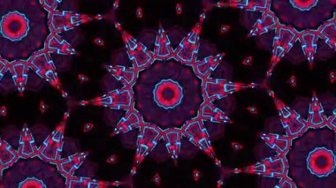 Psikedelik Kaleydoskop Patlaması simetrik kaleydoskop şekilleri patlıyor ve canlı renklerle beatendly döngülerde şekil değiştiriyor