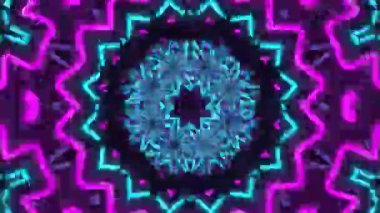 Psikedelik Kaleydoskop Patlaması simetrik kaleydoskop şekilleri patlıyor ve canlı renklerle beatendly döngülerde şekil değiştiriyor