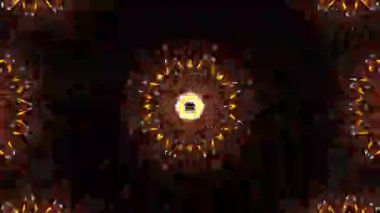 Psikedelik Kaleydoskop Patlaması simetrik kaleydoskop şekilleri patlıyor ve canlı renklerle beatendly döngülerde şekil değiştiriyor