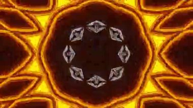 Psikedelik Kaleydoskop Patlaması simetrik kaleydoskop şekilleri patlıyor ve canlı renklerle beatendly döngülerde şekil değiştiriyor