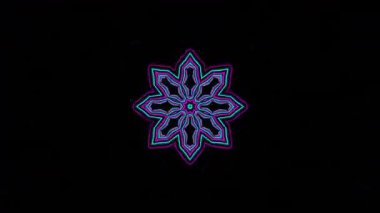 Psikedelik Kaleydoskop Patlaması simetrik kaleydoskop şekilleri patlıyor ve canlı renklerle beatendly döngülerde şekil değiştiriyor