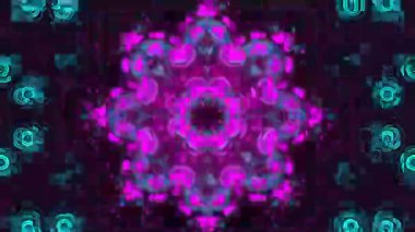 Psikedelik Kaleydoskop Patlaması simetrik kaleydoskop şekilleri patlıyor ve canlı renklerle beatendly döngülerde şekil değiştiriyor