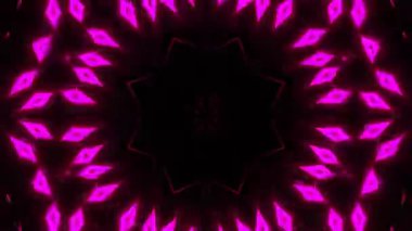Psikedelik Kaleydoskop Patlaması simetrik kaleydoskop şekilleri patlıyor ve canlı renklerle beatendly döngülerde şekil değiştiriyor