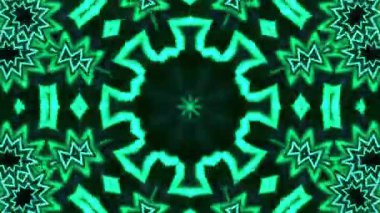 Psikedelik Kaleydoskop Patlaması simetrik kaleydoskop şekilleri patlıyor ve canlı renklerle beatendly döngülerde şekil değiştiriyor