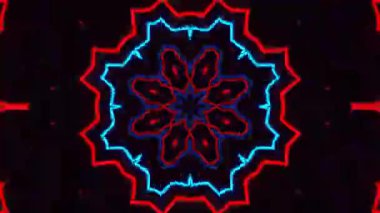 Psikedelik Kaleydoskop Patlaması simetrik kaleydoskop şekilleri patlıyor ve canlı renklerle beatendly döngülerde şekil değiştiriyor