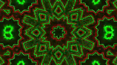 Psikedelik Kaleydoskop Patlaması simetrik kaleydoskop şekilleri patlıyor ve canlı renklerle beatendly döngülerde şekil değiştiriyor