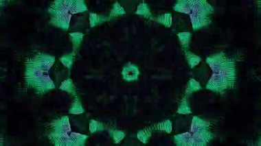 Psikedelik Kaleydoskop Patlaması simetrik kaleydoskop şekilleri patlıyor ve canlı renklerle beatendly döngülerde şekil değiştiriyor