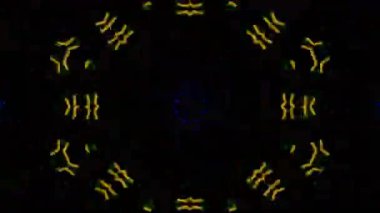 Psikedelik Kaleydoskop Patlaması simetrik kaleydoskop şekilleri patlıyor ve canlı renklerle beatendly döngülerde şekil değiştiriyor