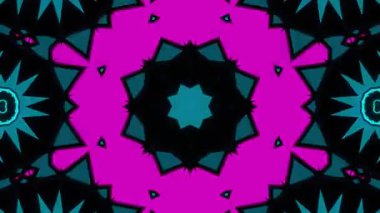 Psikedelik Kaleydoskop Patlaması simetrik kaleydoskop şekilleri patlıyor ve canlı renklerle beatendly döngülerde şekil değiştiriyor