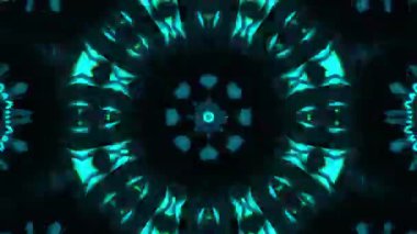 Psikedelik Kaleydoskop Patlaması simetrik kaleydoskop şekilleri patlıyor ve canlı renklerle beatendly döngülerde şekil değiştiriyor