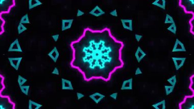 Psikedelik Kaleydoskop Patlaması simetrik kaleydoskop şekilleri patlıyor ve canlı renklerle beatendly döngülerde şekil değiştiriyor
