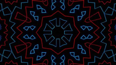 Psikedelik Kaleydoskop Patlaması simetrik kaleydoskop şekilleri patlıyor ve canlı renklerle beatendly döngülerde şekil değiştiriyor