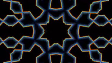 Psikedelik Kaleydoskop Patlaması simetrik kaleydoskop şekilleri patlıyor ve canlı renklerle beatendly döngülerde şekil değiştiriyor