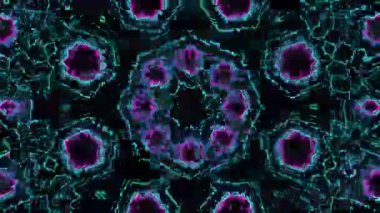 Psikedelik Kaleydoskop Patlaması simetrik kaleydoskop şekilleri patlıyor ve canlı renklerle beatendly döngülerde şekil değiştiriyor