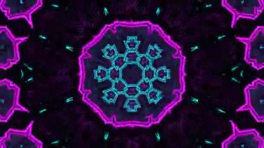 Psikedelik Kaleydoskop Patlaması simetrik kaleydoskop şekilleri patlıyor ve canlı renklerle beatendly döngülerde şekil değiştiriyor