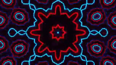 Psikedelik Kaleydoskop Patlaması simetrik kaleydoskop şekilleri patlıyor ve canlı renklerle beatendly döngülerde şekil değiştiriyor