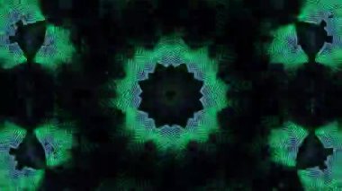Psikedelik Kaleydoskop Patlaması simetrik kaleydoskop şekilleri patlıyor ve canlı renklerle beatendly döngülerde şekil değiştiriyor