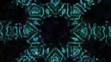 Psikedelik Kaleydoskop Patlaması simetrik kaleydoskop şekilleri patlıyor ve canlı renklerle beatendly döngülerde şekil değiştiriyor