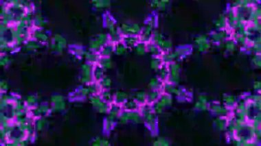 Psikedelik Kaleydoskop Patlaması simetrik kaleydoskop şekilleri patlıyor ve canlı renklerle beatendly döngülerde şekil değiştiriyor