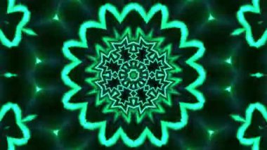 Psikedelik Kaleydoskop Patlaması simetrik kaleydoskop şekilleri patlıyor ve canlı renklerle beatendly döngülerde şekil değiştiriyor