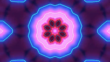 Psikedelik Kaleydoskop Patlaması simetrik kaleydoskop şekilleri patlıyor ve canlı renklerle beatendly döngülerde şekil değiştiriyor