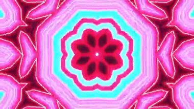 Psikedelik Kaleydoskop Patlaması simetrik kaleydoskop şekilleri patlıyor ve canlı renklerle beatendly döngülerde şekil değiştiriyor