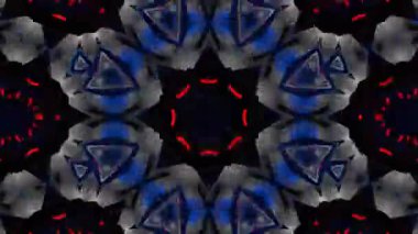 Psikedelik Kaleydoskop Patlaması simetrik kaleydoskop şekilleri patlıyor ve canlı renklerle beatendly döngülerde şekil değiştiriyor