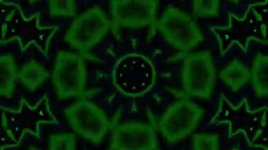 Psikedelik Kaleydoskop Patlaması simetrik kaleydoskop şekilleri patlıyor ve canlı renklerle beatendly döngülerde şekil değiştiriyor