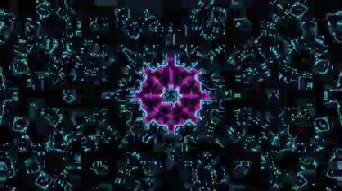 Psikedelik Kaleydoskop Patlaması simetrik kaleydoskop şekilleri patlıyor ve canlı renklerle beatendly döngülerde şekil değiştiriyor