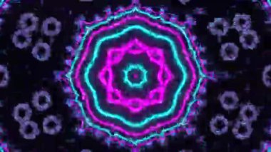 Psikedelik Kaleydoskop Patlaması simetrik kaleydoskop şekilleri patlıyor ve canlı renklerle beatendly döngülerde şekil değiştiriyor