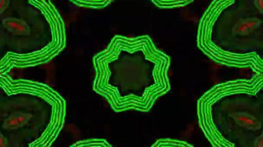 Psikedelik Kaleydoskop Patlaması simetrik kaleydoskop şekilleri patlıyor ve canlı renklerle beatendly döngülerde şekil değiştiriyor