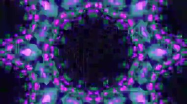 Psikedelik Kaleydoskop Patlaması simetrik kaleydoskop şekilleri patlıyor ve canlı renklerle beatendly döngülerde şekil değiştiriyor