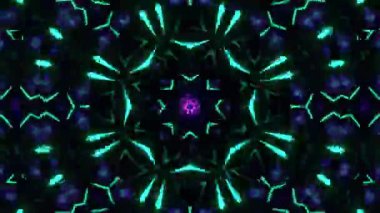 Psikedelik Kaleydoskop Patlaması simetrik kaleydoskop şekilleri patlıyor ve canlı renklerle beatendly döngülerde şekil değiştiriyor