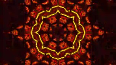 Psikedelik Kaleydoskop Patlaması simetrik kaleydoskop şekilleri patlıyor ve canlı renklerle beatendly döngülerde şekil değiştiriyor