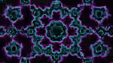 Psikedelik Kaleydoskop Patlaması simetrik kaleydoskop şekilleri patlıyor ve canlı renklerle beatendly döngülerde şekil değiştiriyor