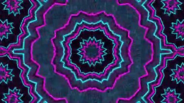 Psikedelik Kaleydoskop Patlaması simetrik kaleydoskop şekilleri patlıyor ve canlı renklerle beatendly döngülerde şekil değiştiriyor